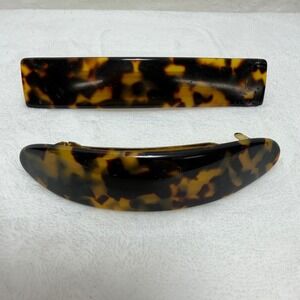 France Luxe Faux Tortoise Shell Tight Hair Barrette Set of 2 France Brown Gold